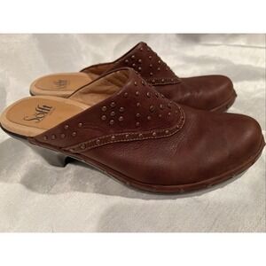 Sofft Langston Copper Studded Brown Leather Mule Clog Size 7 Woman's -Excellent!